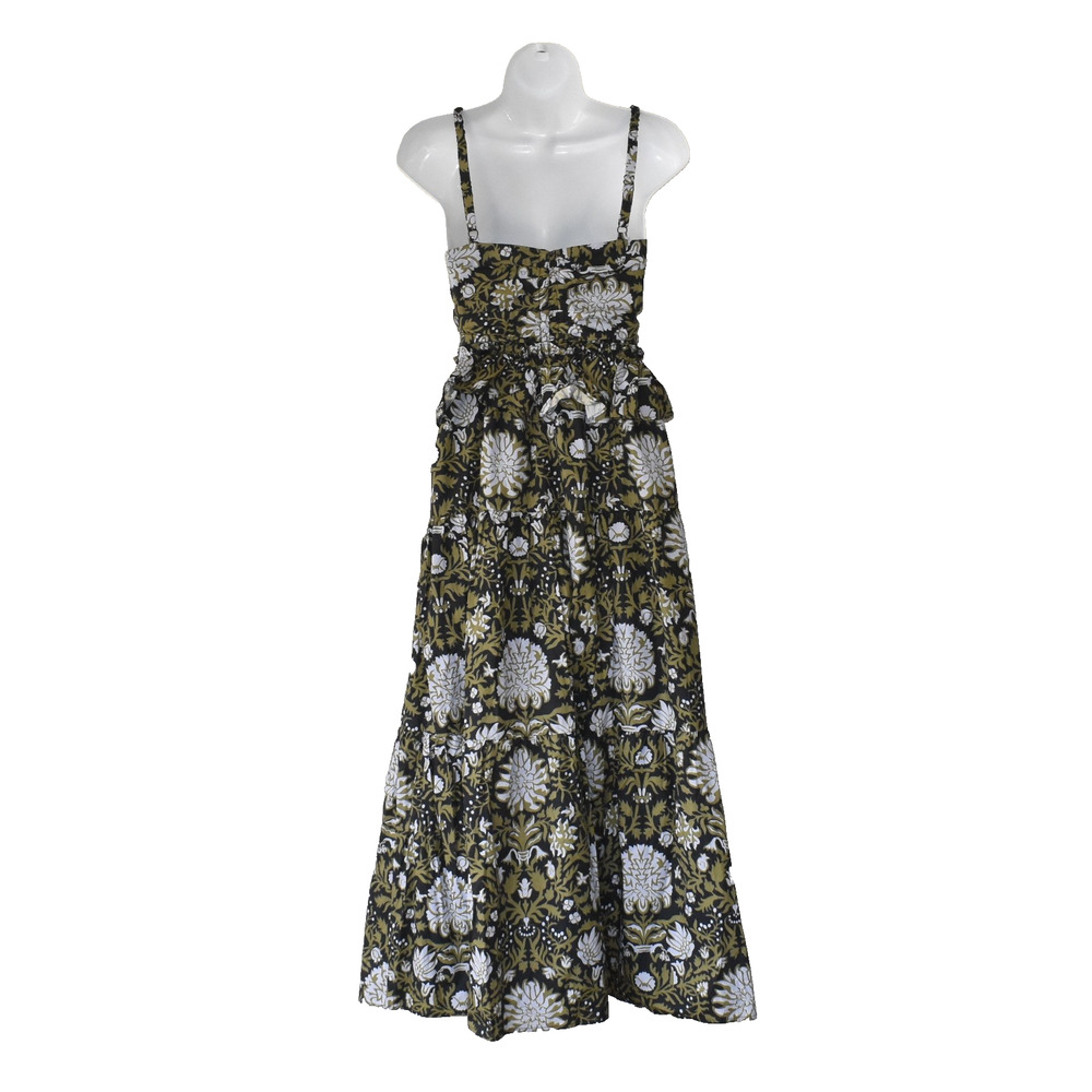 B6 NWT HYACINTH HOUSE Black/Olive Green Floral Peplum Midi Dress Size S - Picture 4 of 8